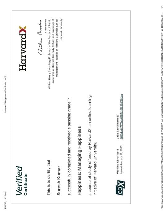 Harvard Certificate